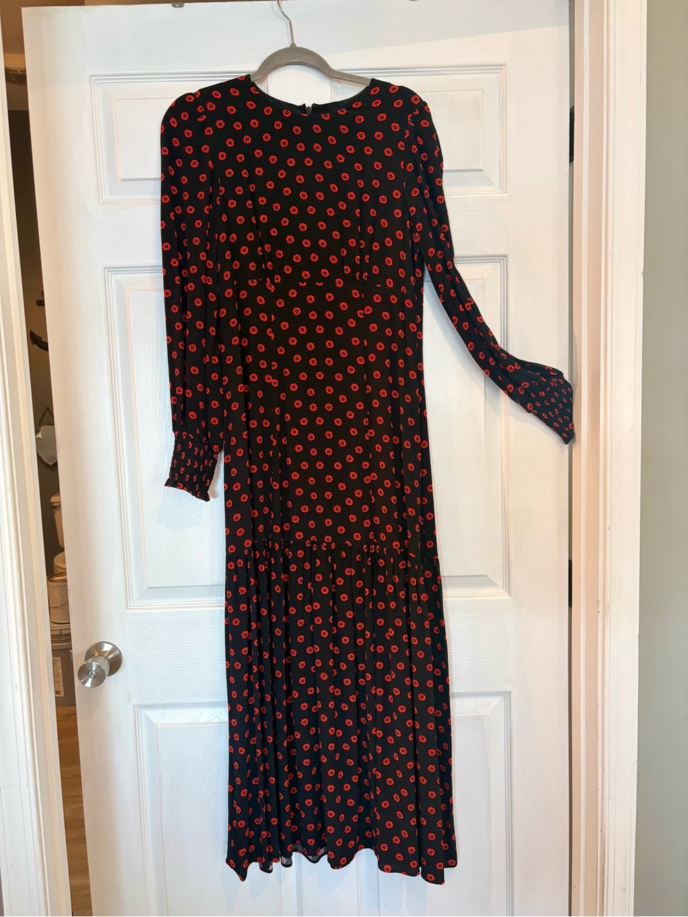 Gorgeous Boden black maxi/red dot maxi dress Sz 4